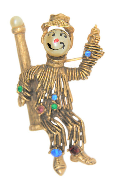 Florenza Scarecrow Hobo Lampost Vintage Figural Pin Brooch