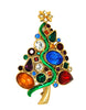 LIA Asymmetric Offset Multi-stone Gold Plate Christmas Tree Vintage Figural Brooch