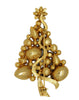 LIA Asymmetric Offset Multi-stone Gold Plate Christmas Tree Vintage Figural Brooch