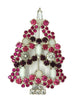 RON Ruby Pink & White Christmas Candle Tree Vintage Figural Brooch