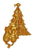 JJ Cat's Dream Gold Plated Vintage Christmas Tree Brooch NOC