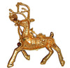 Christmas Gold Tone Enamel Fancy Reindeer Vintage Figural Brooch