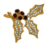 Swarovski Holly Berry Christmas Gold Plate Vintage Figural Pin Brooch