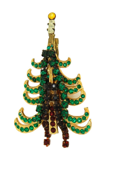 Austrian Multi-Level Dangle Christmas Tree Vintage Figural Brooch