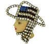 American Patriotic Celluloid Cowgirl Vintage Figural Brooch