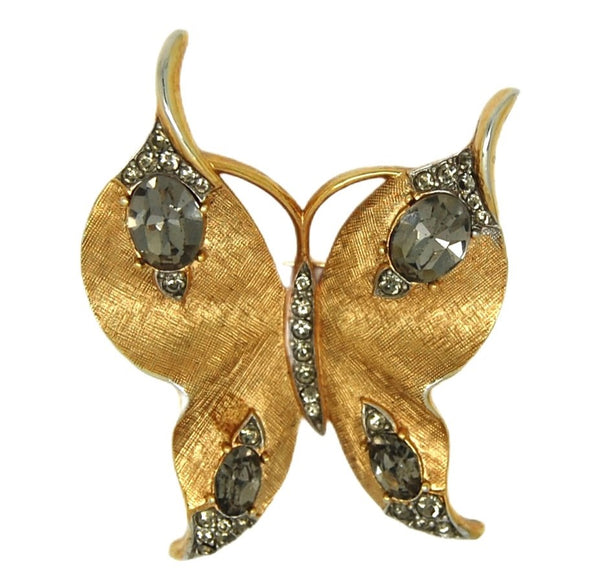 Trifari Crown A Philippe Noire Stones Vintage Figural Brooch - Mint