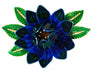 Trifari Blue Green Dimensional Floral Vintage Figural Brooch