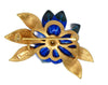 Trifari Blue Green Dimensional Floral Vintage Figural Brooch
