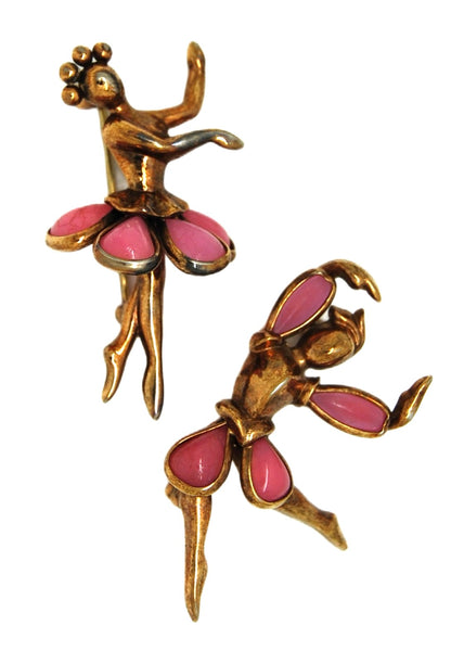 Trifari Rose Petalette Ballet Dancers Vintage Figural Brooch Set
