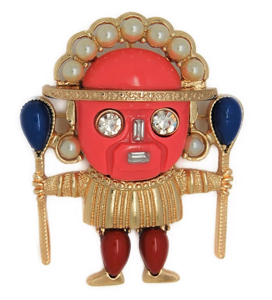 KJL Witch Doctor Celluloid Figural Pin Brooch