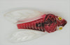 Lucite Burgundy Carved Cicada Insect Vintage Figural Costume Brooch