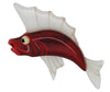 Lucite Burgundy Red Carved Flying Fish Vintage Figural Costume Brooch