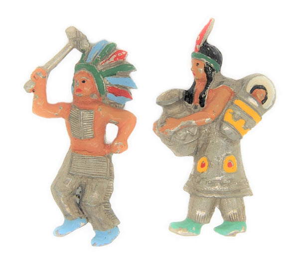 Fort Apache Movie-Tie-In American Indian Couple Vintage Figural Brooch Set