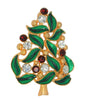 Van Dell Emerald Holly Christmas Tree Vintage Figural Costume Brooch