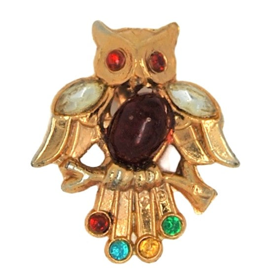 Coro Perched Owl Small Series Vintage Figural Pin Brooch