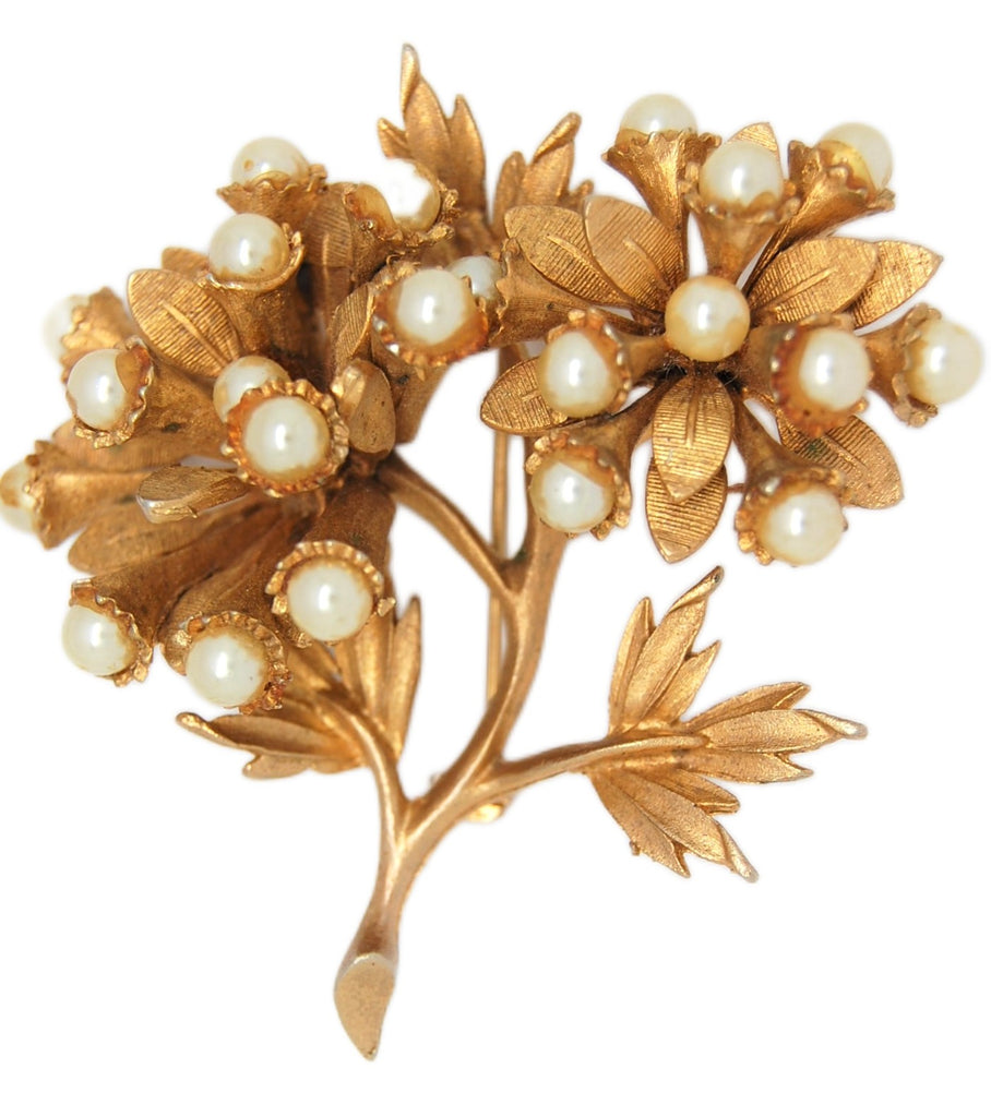 HAR Floral Pearl Classic Vintage Figural Pin Brooch - mid 50s