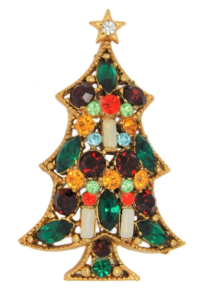 Regency Christmas Holiday Candle Tree Vintage Figural Costume Brooch