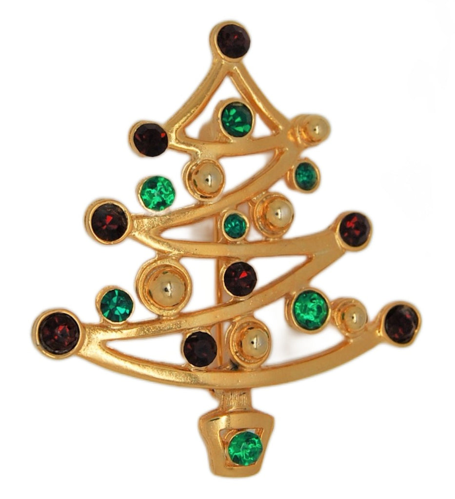 Zig Zag Gold Plate Christmas Tree Figural Pin Brooch