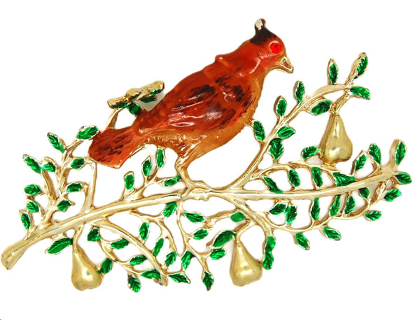 Beatrix BJ Partridge Pear Holiday Tree Vintage Figural Brooch