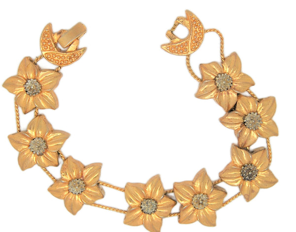 Goldette Blossom Slide Floral Vintage Figural Bracelet