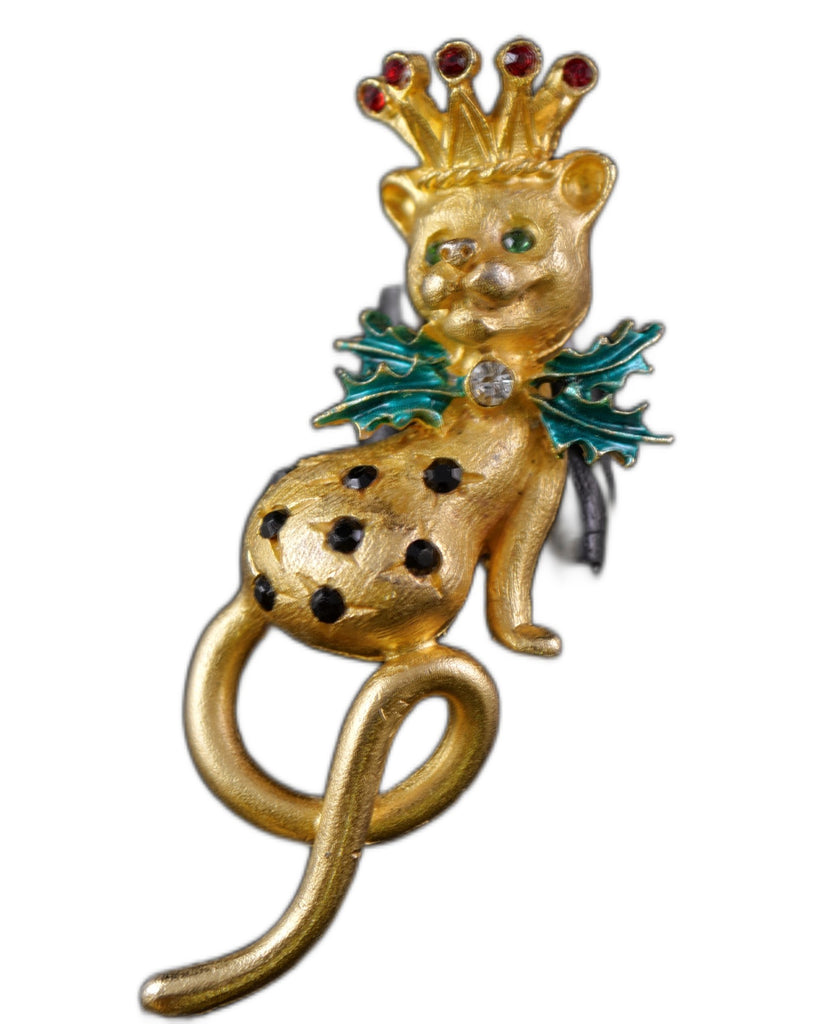 Mylu Leopard Lion King of Christmas Vintage Figural Pin Brooch