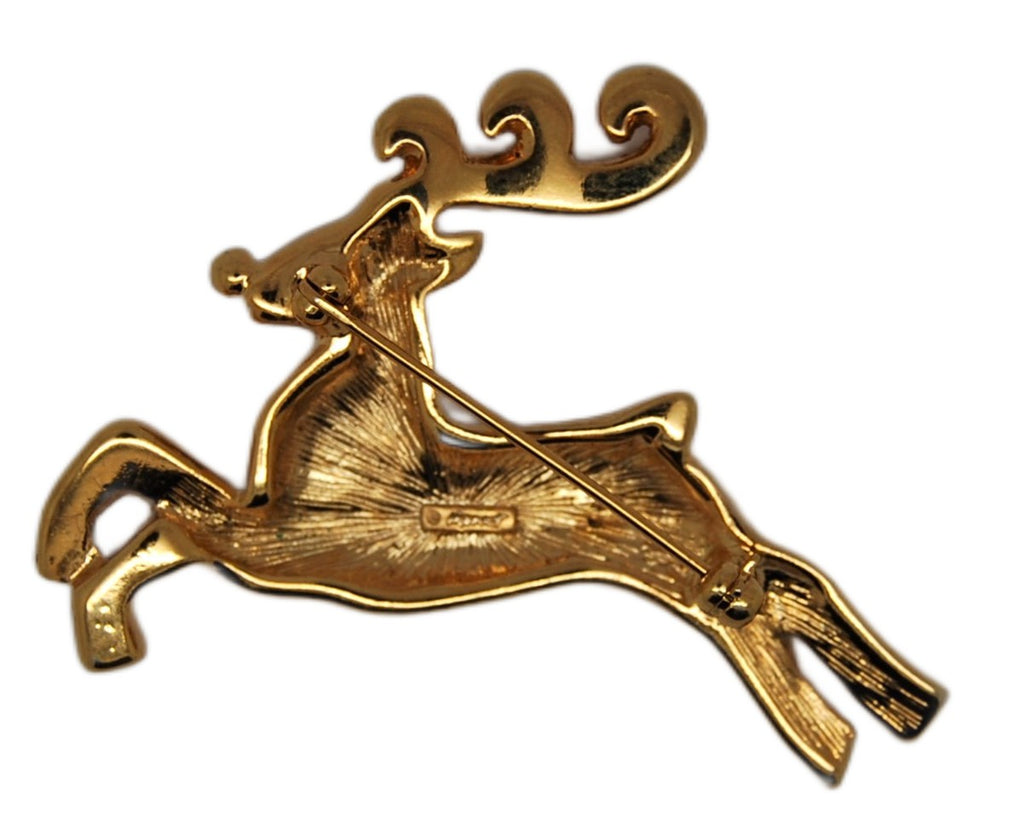 Monet Christmas Gold Tone Rudolph Reindeer Figural Brooch - 1980s ...