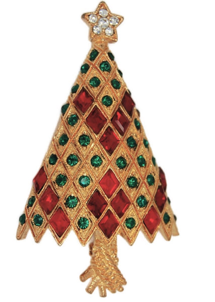 Eisenberg Ice Iconic Red Green Christmas Tree Vintage Figural Brooch