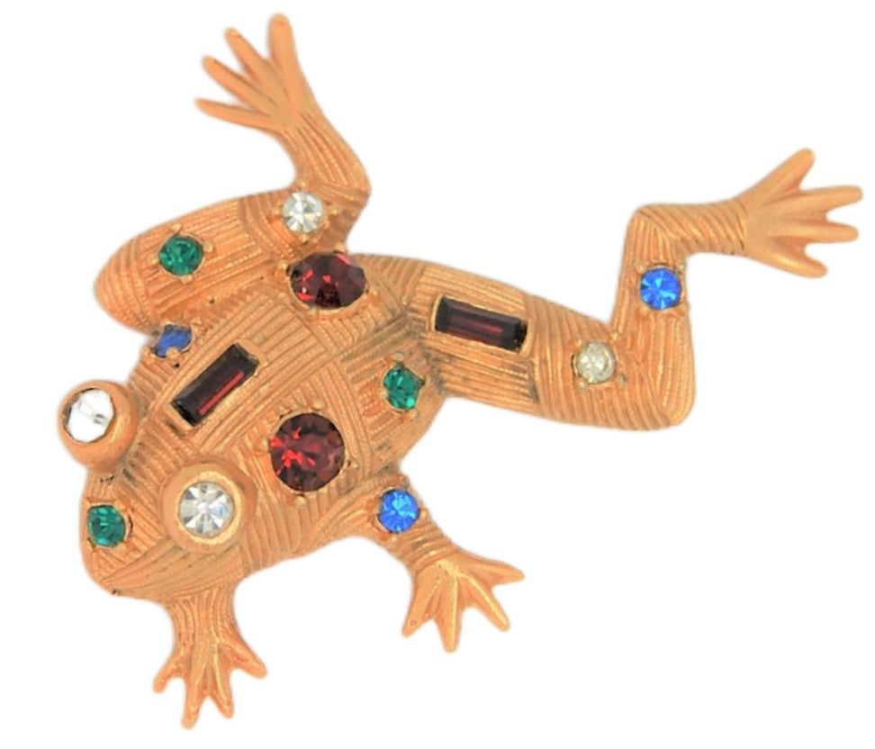 Mid-Century Frog Vintage Figural Costume Jewelry Brooch