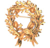 LJM Christmas Holiday Wreath Vintage Figural Brooch