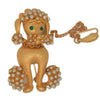 Mandle Pave Pearl Puppy Dog with Hang Pin Leash Vintage Figural Pin Brooch