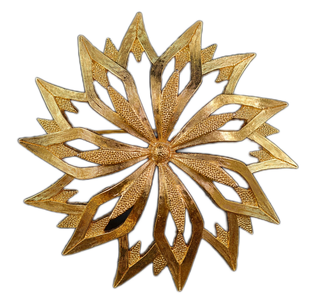 Monet Gold Tone Snowflake Vintage Figural Christmas Pin Brooch - 1980s