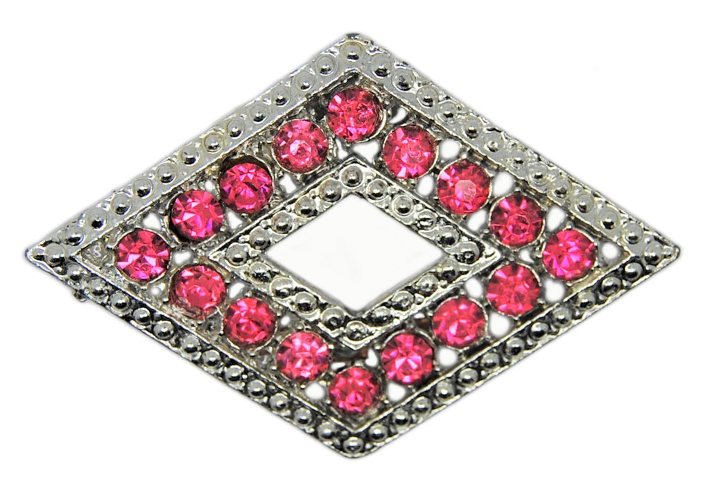 Pink & Clear Rhinestones Rhodium Spring-Time Vintage Figural Pin Brooch