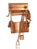 Longcraft Copper & Enamel Mechanical Wishing Well Vintage Figural Brooch