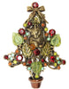 Sweet Romance Christmas Cat Floral Tree Figural Pin Brooch - Mint