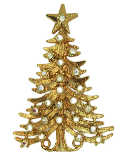 Tancer Christmas Tree Aurora Pearls Holidays Brooch