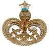 Tancer Crown Aurora Star Gold Tone Rhinestones Figural Pin Brooch