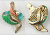 Carnegie Resin Gold Tone Mermaid Vintage Figural Costume Brooch