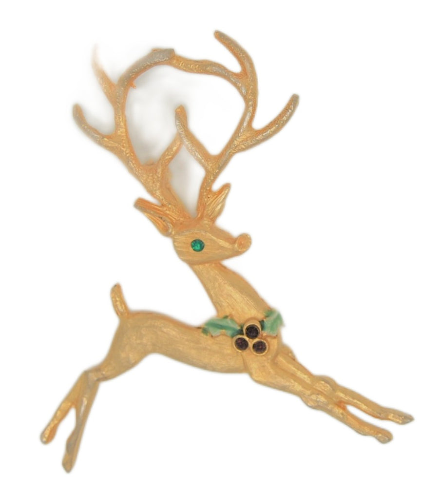 Mylu Antlers Christmas Reindeer Vintage Figural Costume Brooch