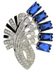 Eisenberg Sapphire Blue Large Rhodium Vintage Figural Statement Brooch