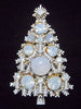 Hollycraft Christmas White Opal Candle Tree Figural Brooch & Earrings Set