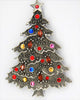 JJ Rhinestone Sparkling Ornaments Christmas Tree Figural Vintage Brooch
