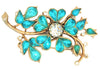 Pennino Blue Stone Floral Hearts Gold Plate Vintage Figural Pin Brooch