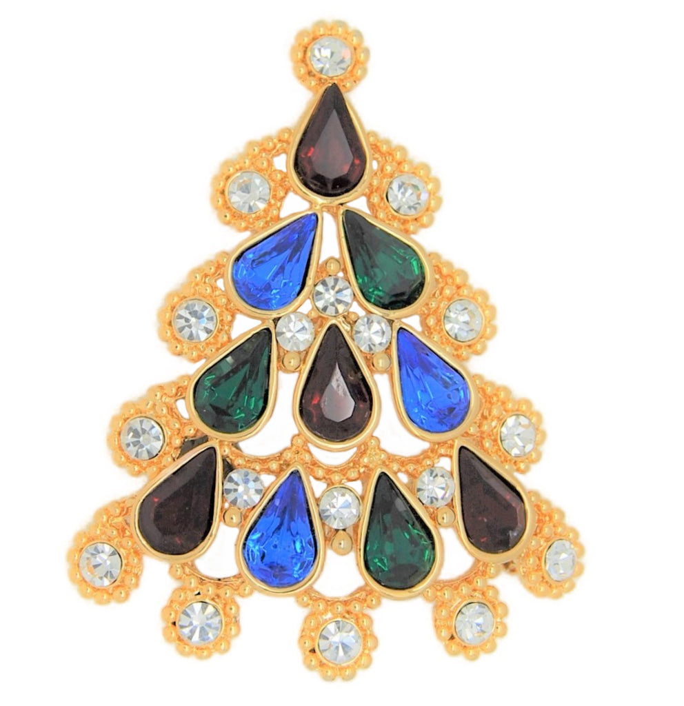 Radko Stunning Christmas Tree Vintage Figural Costume Pendant Brooch