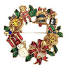 Radko Santa Snowman Christmas Wreath Vintage Figural Brooch