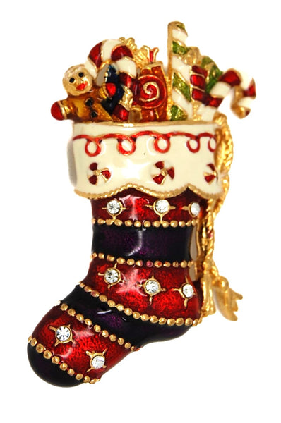 Radko Christmas Holiday Stocking Boot Vintage Figural Pin Brooch