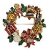 Radko Santa Snowman Christmas Wreath Vintage Figural Brooch