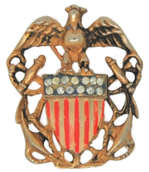 Reja Patriotic Eagle USA Sterling Vermeil Shield Vintage Figural Pin Brooch