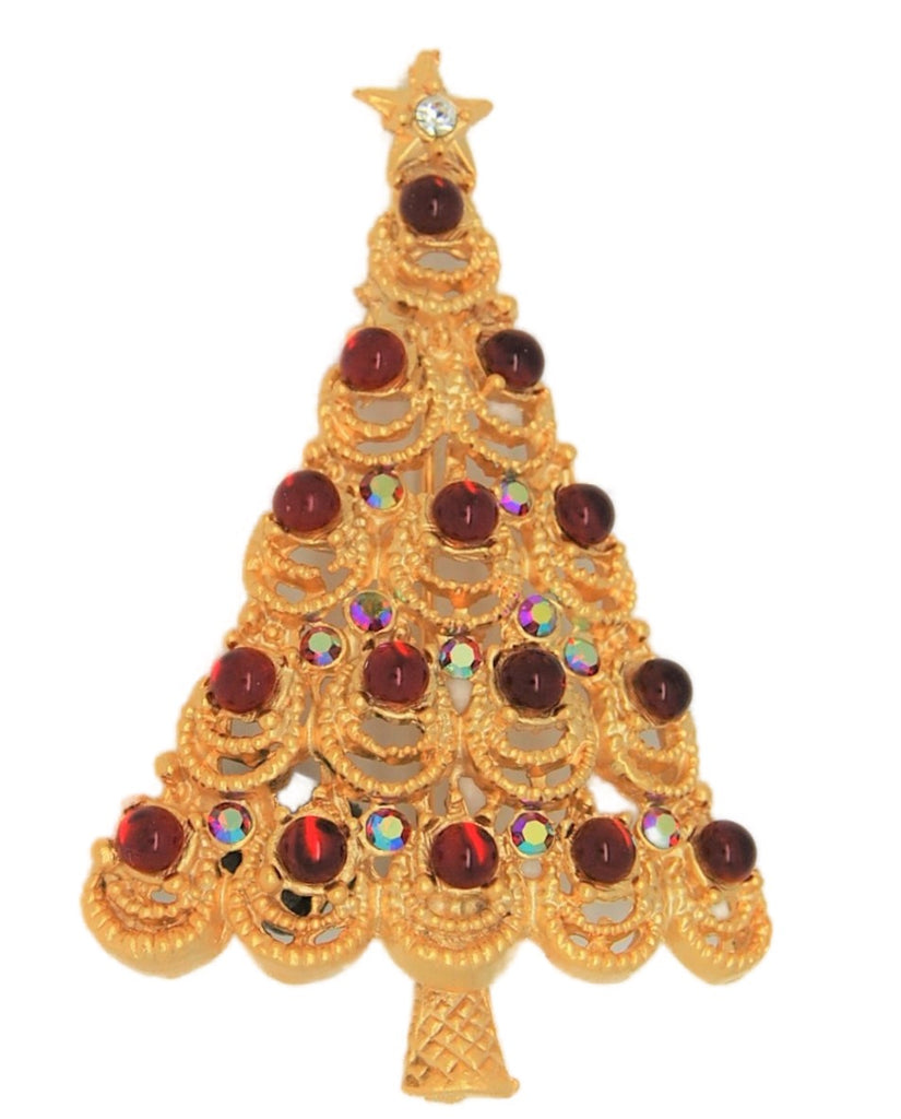 Garland Ruby Cabs Christmas Tree Vintage Figural Costume Brooch