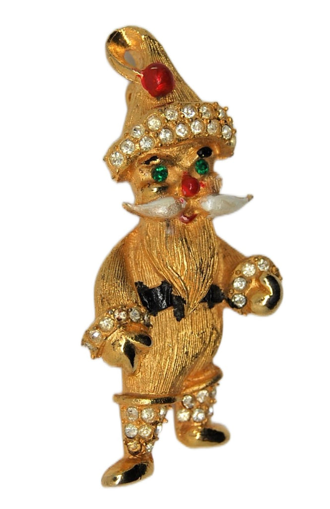 Weiss Christmas Gold Tone Crabby Santa Vintage Figural Brooch