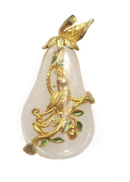 Tancer II Partridge Pear Lucite Vintage Figural Pin Brooch
